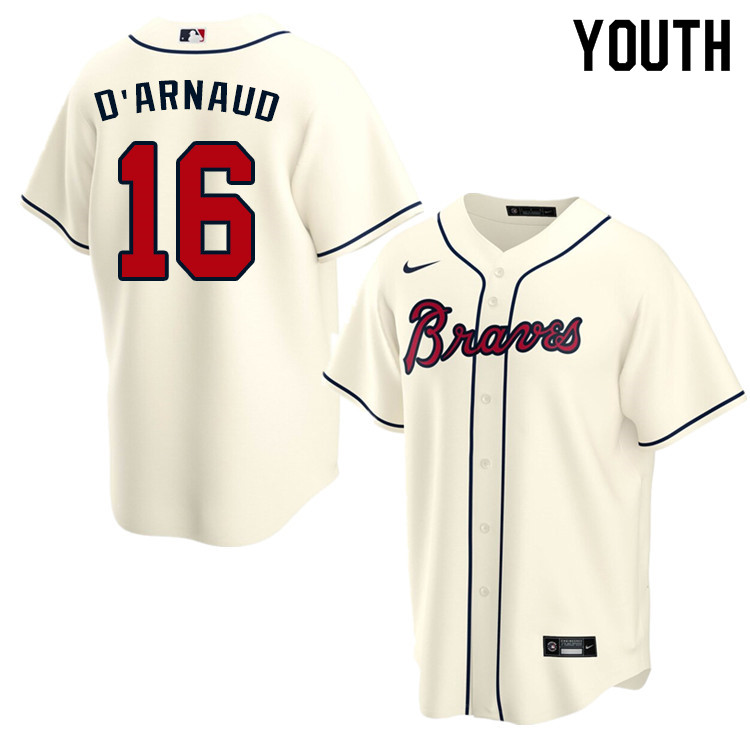 Nike Youth #16 Travis d'Arnaud Atlanta Braves Baseball Jerseys Sale-Cream